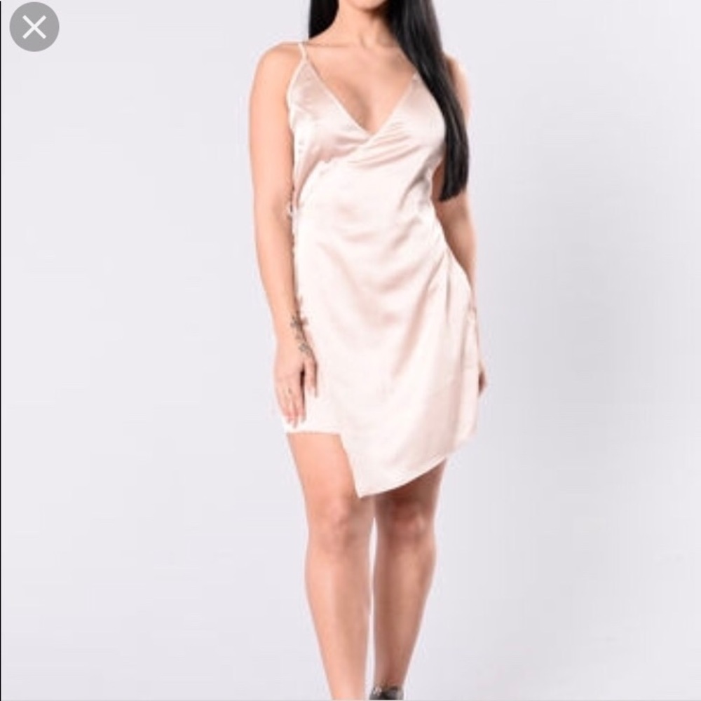 Left hook champagne dress from fashion nova